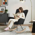 Rocking chair, fauteuil � bascule avec dossier haut, fauteuil allaitement, fauteuil inclinable - noir ...
