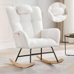Hoerfuriy - rocking chair fauteuil � bascule avec dossier haut, appui - t�te et coussin lombaire peluche ...