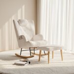 Rocking chair, fauteuil  bascule en peluche, avec douce repose pieds, dossier avec appui - tte rembourr ...