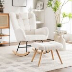 Rocking chair, fauteuil � bascule en peluche - avec douce repose pieds, dossier avec appui - t�te rembourr�, ...