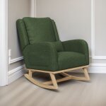 Rocking chair, fauteuil à bascule avec structure en bois massif, avec 2 poches latérales, dossier haut ... Rocking chair, fauteuil à bascule avec structure en bois massif, avec 2 poches latérales, dossier haut ...