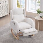 Rocking chair, fauteuil, avec poches latrales et repose - pieds rglable, en tissu teddy, convient pour ...