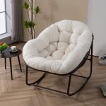 Tanant - rocking chair, fauteuil rembourre - chaise berante en rotin d'extrieur, cadre en acier, style ...