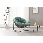 Tanant - rocking chair, fauteuil rembourre - chaise berante en rotin d'extrieur, cadre en acier, rocking ...