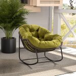 Tanant - rocking chair, fauteuil rembourre - chaise berante en rotin d'extrieur, cadre en acier, style ...