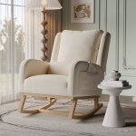 Dans les nuages ? fauteuil � bascule beige avec dossier haut et accoudoirs ? rembourrage en mousse ? ...
