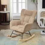 Rocking chair avec repose - pieds, fauteuil rembourr�, pieds en m�tal, convient pour chambre / salon, ...