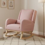 Rocking chair scandinave avec accoudoirs et poches lat�rales, dossier inclinable, coussin inclus, pieds ...