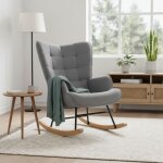 Rocking chair en tissu bouclette gris fonc� - fauteuil � bascule design scandinave pour salon ou chambre ...