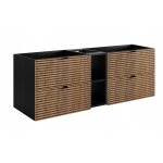 Meuble de salle de bains brun mat, noir l / h / p env. 140 / 57 / 46 cm meuble sous - lavabo, meuble ...