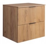 Meuble sous lavabo - 60cm marron mat - ch�ne l / h / p 60 / 57 / 46cm 2 tiroirs softclose armoires de ...