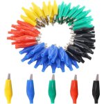 Roleader - lot de 100 pinces crocodiles pour test lectrique de 35 mm noir / rouge / jaune / bleu / vert ...
