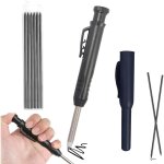 Crayon de chantier, crayons de charpentier mcaniques avec 6 recharges et taille - crayon intgr pour ...