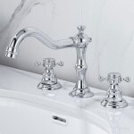 Roleader - croix en cuivre chrom moderne robinet robinet argent croix 3 trous 360 rotatif lavabo lavabo ...