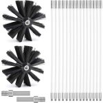 Kit de ramonage, kit brosse nettoyage chemine 150mm, outil nettoyage pour chemines avec 15 tiges flexibles ...