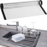 Roll up - egouttoir vaisselle pliable inox plastique noir , accessoire cuisine, egoutoire, rangement ...