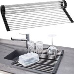 Roll up - egouttoir vaisselle pliable inox plastique noir , accessoire cuisine, egoutoire, rangement ...