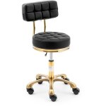 Tabouret de rouleau avec dossier - 51 - 66 cm - 150 kg - noir