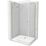 Mexen - roma cabine de douche pivotante 120 x 80 cm, transparente, or + receveur flat - 854 - 120 - 080 ...