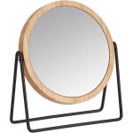 Rond montage sur table miroir grossissant sur pied, cerclé de bambou, , beige, Rond montage sur table miroir grossissant sur pied, cerclé de bambou, , beige,