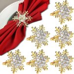 Rond de serviette pour nol 6 pices rond de serviette or rond de serviette de flocons de neige pour ...