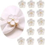 Rond de serviette de table, rond de serviette � fleurs blanches lot de 12 rond de serviette noel ronds ...