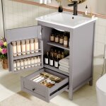 Roomfitters - meuble de salle de bain avec tablette de porte, finition laque, tiroir silencieux, vasque ...