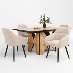 Roomfitters table de cuisine moderne 138. 5x80cm, style bois marron, bistrot fixe pour 4?6 personnes, ...