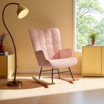 Rosahqnda - chaise à bascule, fauteuil, chaise de loisirs avec coussin en bois, convient pour salon, ... Rosahqnda - chaise à bascule, fauteuil, chaise de loisirs avec coussin en bois, convient pour salon, ...