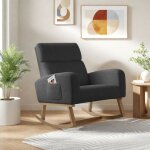 Rosahqnda - fauteuil  bascule, fauteuil de relaxation, chaise ergonomique, tissu velours, pieds bois ...