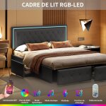 Rosahqnda - lit capitonné 160 x 200 cm, recharge usb, tête de lit led, 4 tiroirs, lit double , lit coffre, ... Rosahqnda - lit capitonné 160 x 200 cm, recharge usb, tête de lit led, 4 tiroirs, lit double , lit coffre, ...