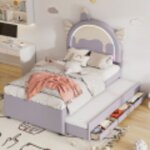 Rosahqnda - lit enfant cartoon, 90 x 200 cm, avec bande lumineuse led, avec 2 tiroirs, forme licorne, ... Rosahqnda - lit enfant cartoon, 90 x 200 cm, avec bande lumineuse led, avec 2 tiroirs, forme licorne, ...