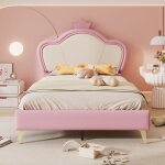Rosahqnda - lit enfant moelleux, lit enfant 90 x 200 cm, tête de lit avec couronne, avec bord de protection ... Rosahqnda - lit enfant moelleux, lit enfant 90 x 200 cm, tête de lit avec couronne, avec bord de protection ...