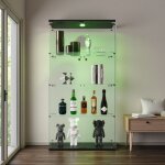 Rosahqnda - vitrine en verre à deux portes avec éclairage led, étagère 4 niveaux avec porte, bibliothèque ... Rosahqnda - vitrine en verre à deux portes avec éclairage led, étagère 4 niveaux avec porte, bibliothèque ...
