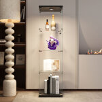 Rosahqnda - vitrine en verre � une porte avec �clairage led, 4 �tag�res avec portes, biblioth�que antique ...