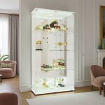 Rosahqnda - vitrine vitr�e � double porte avec �clairage led, 4 niveaux avec portes, biblioth�que rare ...