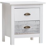 Rosalia - chevet 2 tiroirs bois aspect vieilli blanc et gris