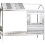 Rosalia - lit cabane 90 x200 cm bois aspect vieilli blanc et gris