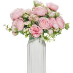 Roses artificielles en soie, bouquet de roses blanches artificielles, compositions florales, dcoration ...