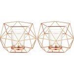 Rose bougeoir - lot de 2 bougeoirs mariage centre de table pour chauffe - plat gomtrique design moderne ...