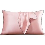 (rose)taie d'oreiller carr� - soie - couleur rose - lavable