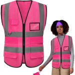 Rose xl gilet de s�curit� avec poches et fermeture �clair, gilet fluorescent de s�curit�, gilet de securite ...