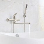 Rosemary - lablanc - robinet de baignoire avec douchette ronde mitigeur mural en acier inoxydable bross ...