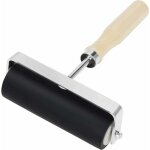 Rouleau caoutchouc encreur rouleau brayer 10 cm - rouleau linogravure noir avec manche en bois pour tampon, ...