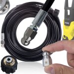 Rosfix tuyau de nettoyage canalisation 35m m22 ? buse amovible 1 / 4  nylon renforc�, 200 bar, 60�c compatible ...
