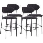 Lisa design - rosita - lot de 4 tabourets de bar - en tissu - gris anthracite