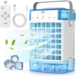 Rosnek - climatiseur mobile 4 en 1 rafraichisseur d'air silencieux bleu, double bac 1600ml double nbuliseur ...