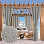 Rosnek - rideau occultant extrieur gris clair 132x244cm pergola  oeillets - anti - dchirure lavable ...