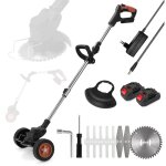 Debroussailleuse electrique sans fil , coupe bordure sans fil avec batterie 1300mah et 3 types de lames, ...