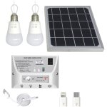 Syst�me d'�clairage solaire portable lampe ext�rieure r�sistante � l'eau avec panneau de 5, 5 w 1w et ...